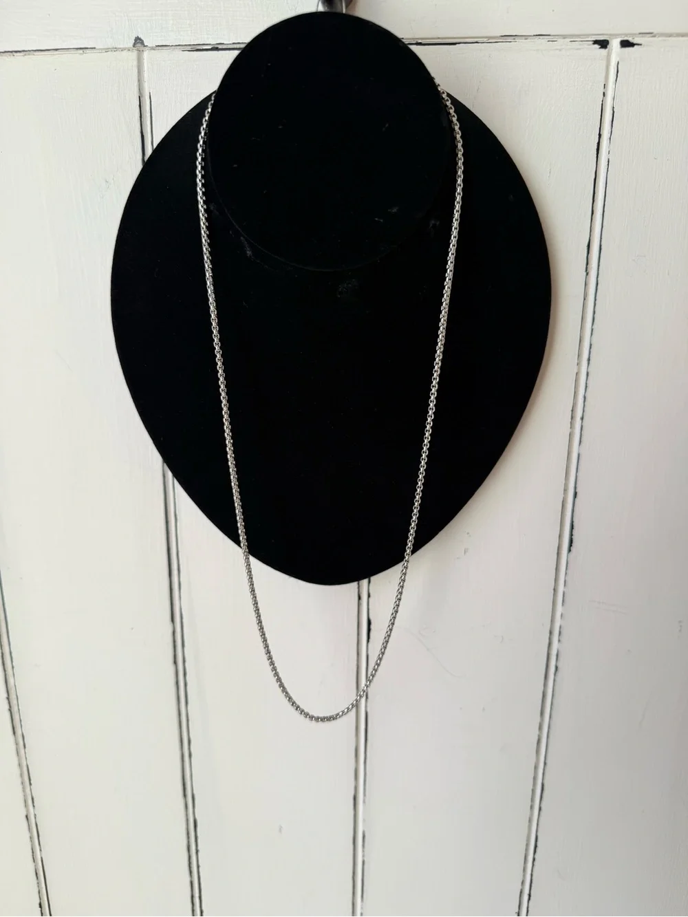 MODERN Silvertone Round Box Chain Necklace Unisex Layering